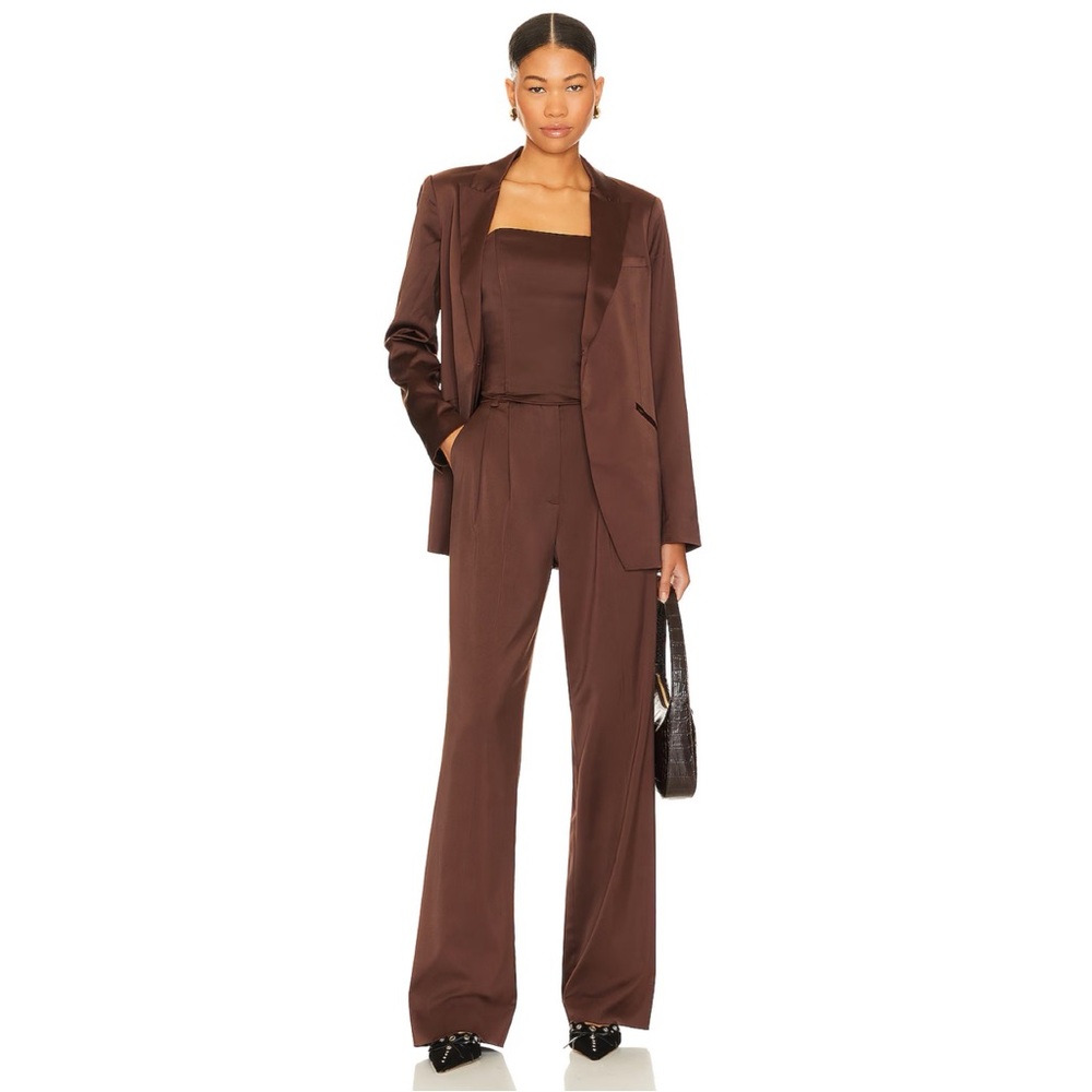 NWT Favorite Daughter The Favorite Brown Satin Pant size 6